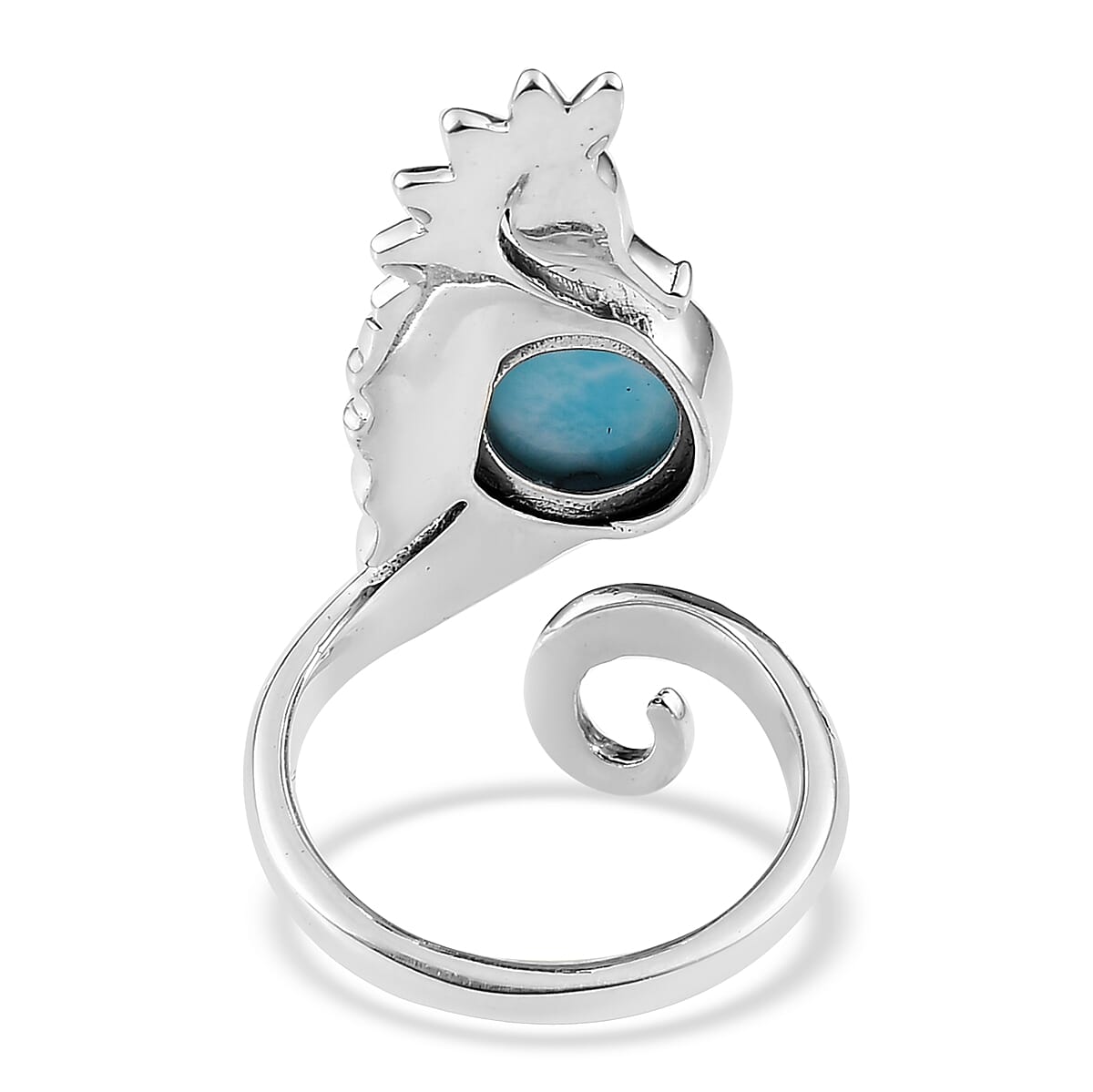 Larimar Seahorse Ring in Platinum Over Sterling Silver 2.65 ctw image number 4