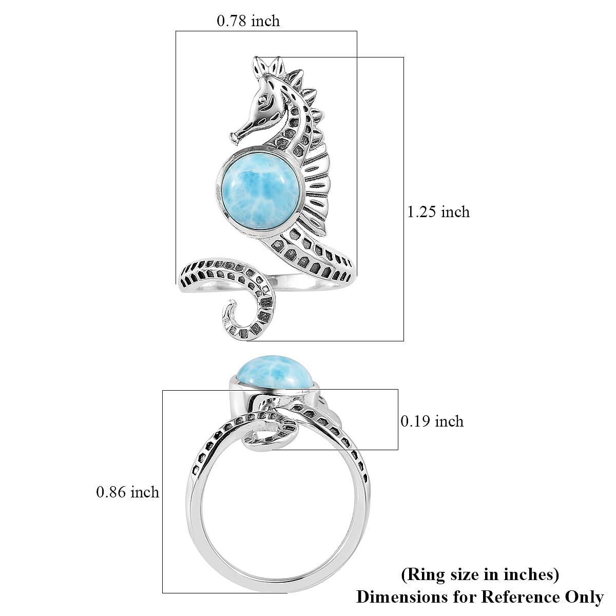 Larimar Seahorse Ring in Platinum Over Sterling Silver 2.65 ctw image number 5