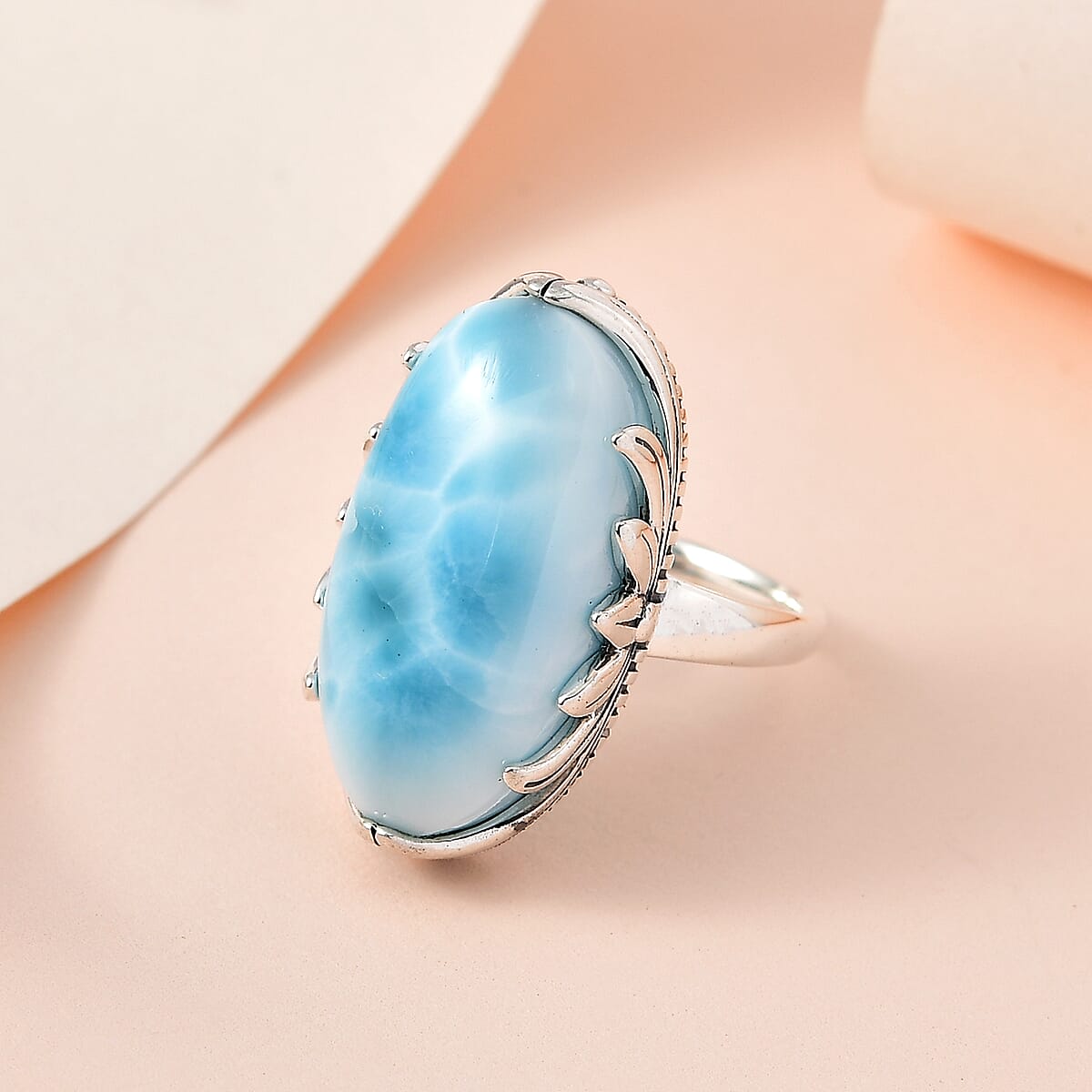 Artisan Crafted Larimar Ring in Sterling Silver 18.90 ctw image number 1
