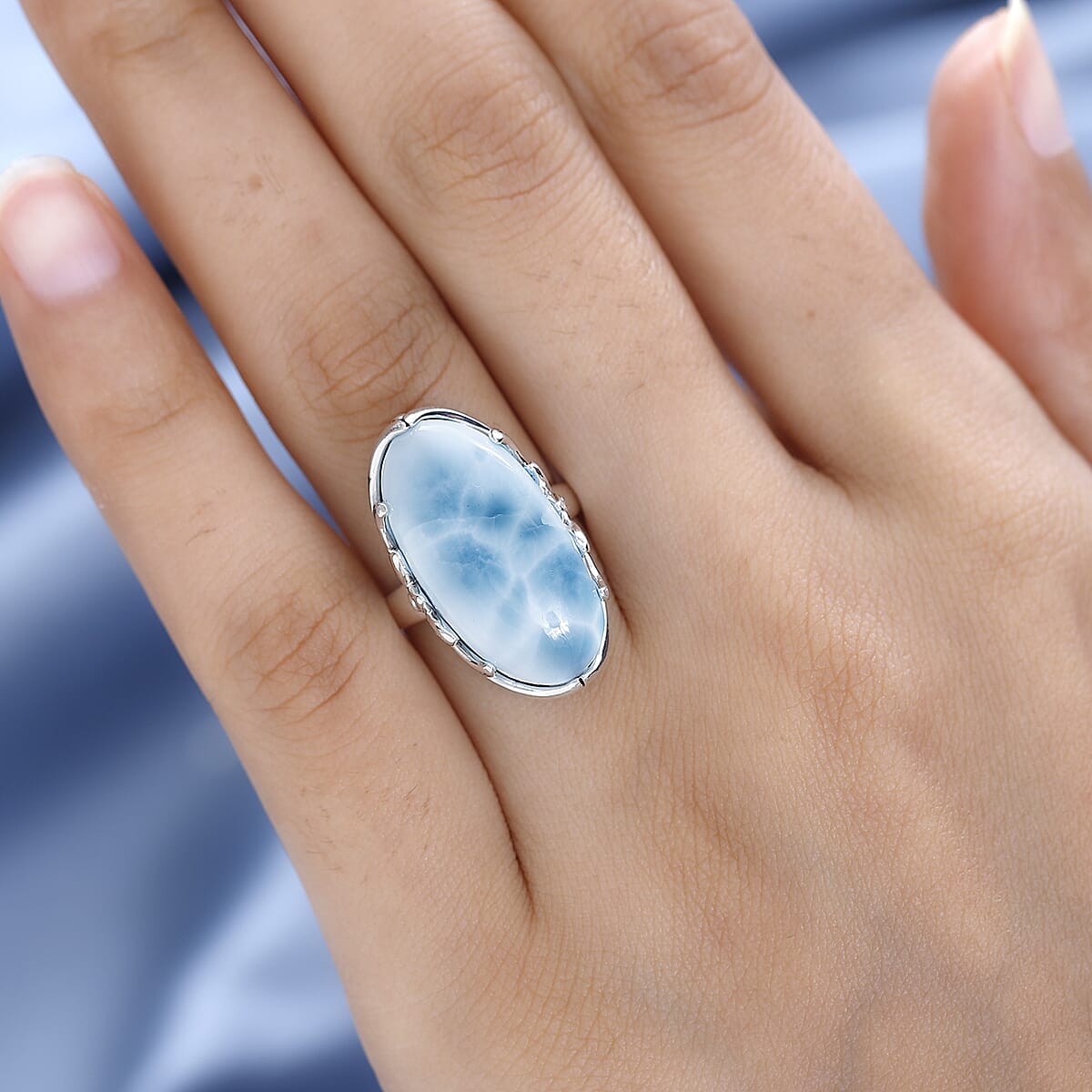 Artisan Crafted Larimar Ring in Sterling Silver 18.90 ctw image number 2