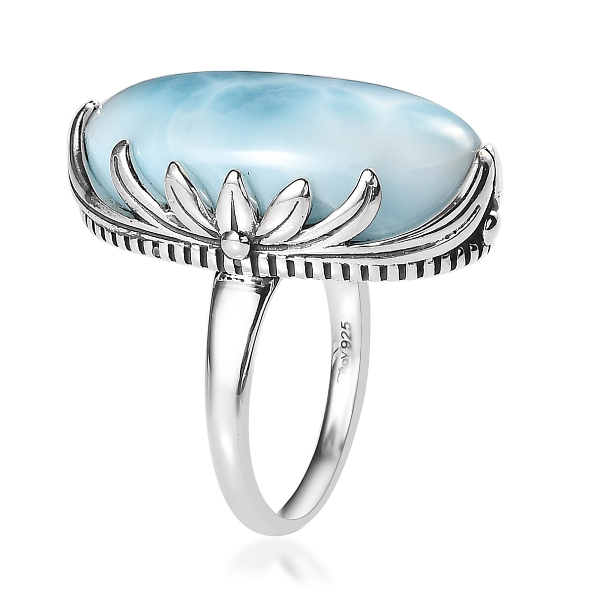 Artisan Crafted Larimar Ring in Sterling Silver 18.90 ctw image number 3