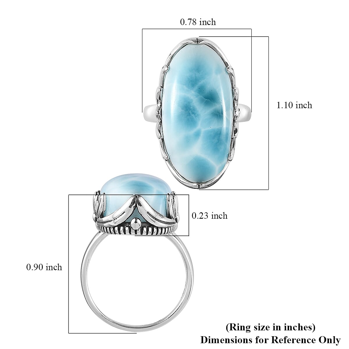 Artisan Crafted Larimar Ring in Sterling Silver 18.90 ctw image number 5