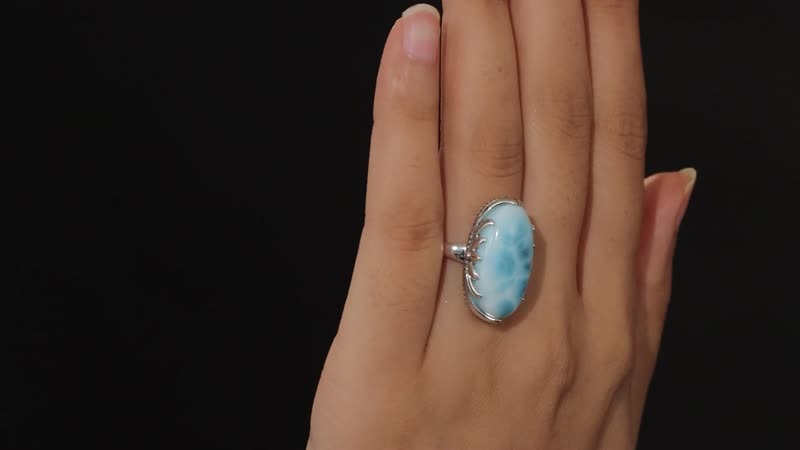 Artisan Crafted Larimar Ring in Sterling Silver 18.90 ctw