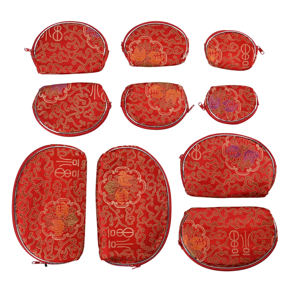 Set of 10 Red Multi-Purpose Jewelry Bag with Zipper image number 0