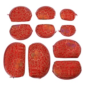 Set of 10 Red Multi-Purpose Jewelry Bag with Zipper