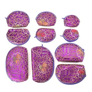 Set of 10 Purple Multi-Purpose Jewelry Bag with Zipper