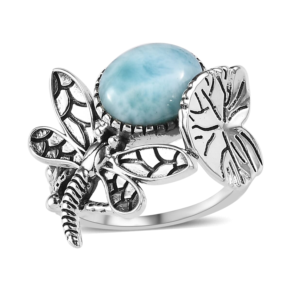 Larimar Dragonfly Ring in Sterling Silver 3.25 ctw image number 0