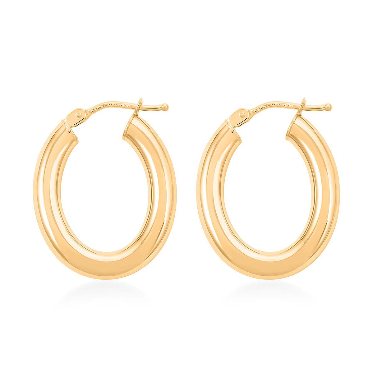 Vicenza Oval Italian 14K Yellow Gold Hoop Earrings 1.50 Grams image number 3