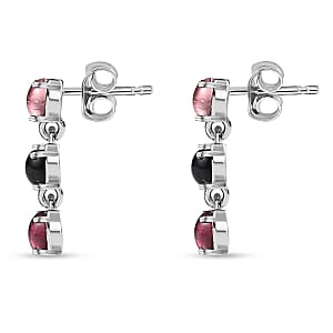 Multi-Tourmaline 1.50 ctw Earrings in Platinum Over Sterling Silver