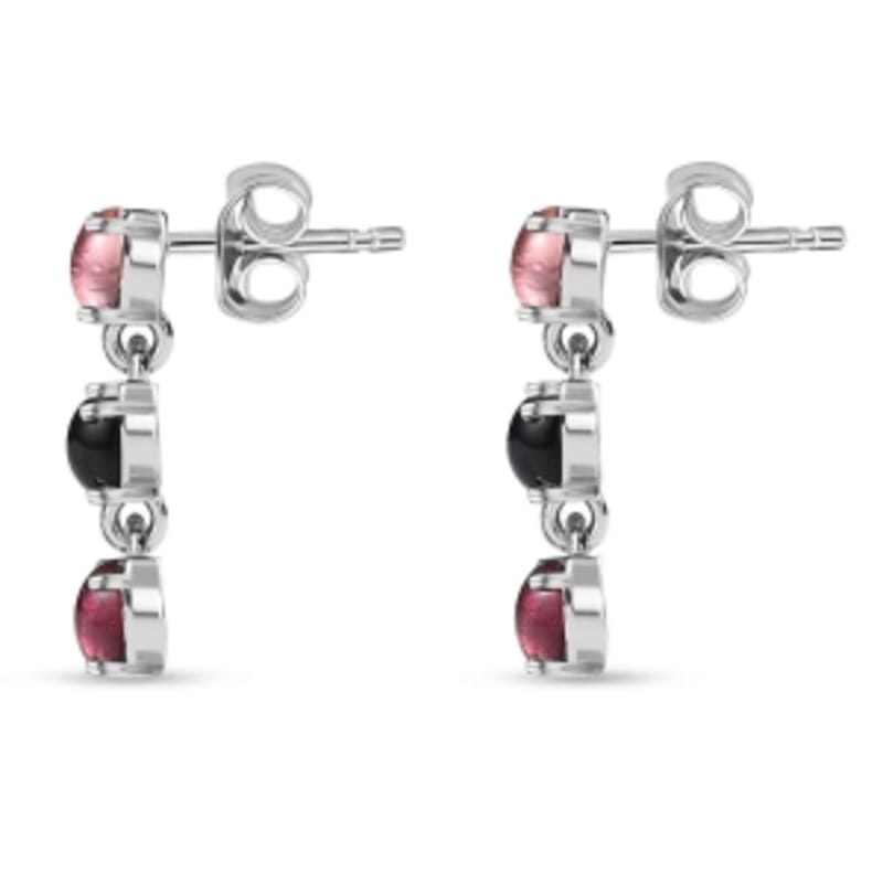 Multi-Tourmaline 1.50 ctw Earrings in Platinum Over Sterling Silver