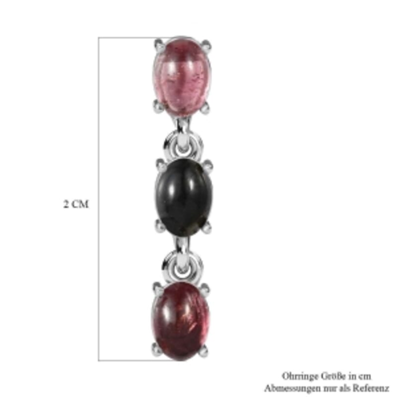 Multi-Tourmaline 1.50 ctw Earrings in Platinum Over Sterling Silver