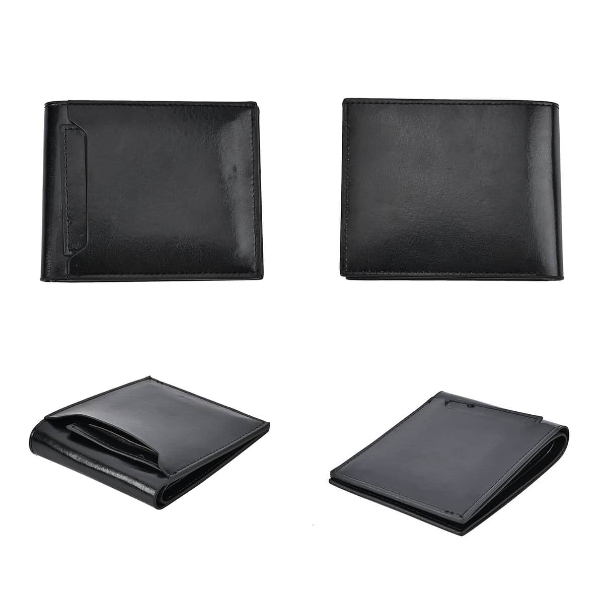 3 Piece Set -Black Faux Leather RFID Wallet, Pen and Stainless Steel Knife  image number 2