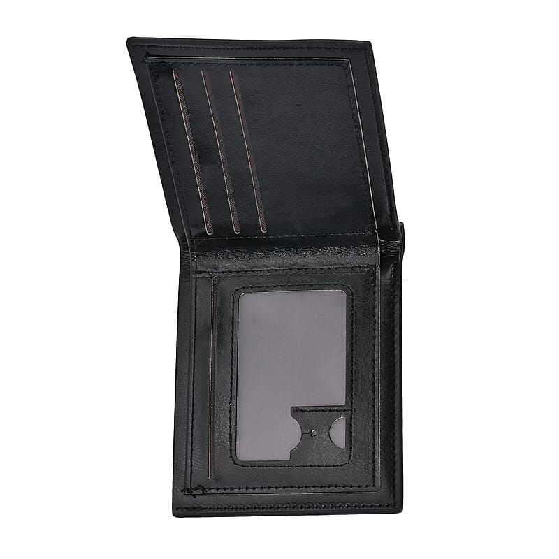 3 Piece Set -Black Faux Leather RFID Wallet, Pen and Stainless Steel Knife 
