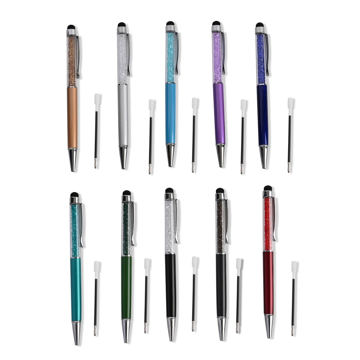 Set of 10 Multi Color Ball Point Pen with 5 Refills image number 0