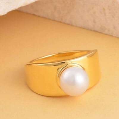 Freshwater Pearl 3.41 ctw Fancy Ring in Vermeil Yellow Gold Over Sterling Silver (Size 10)