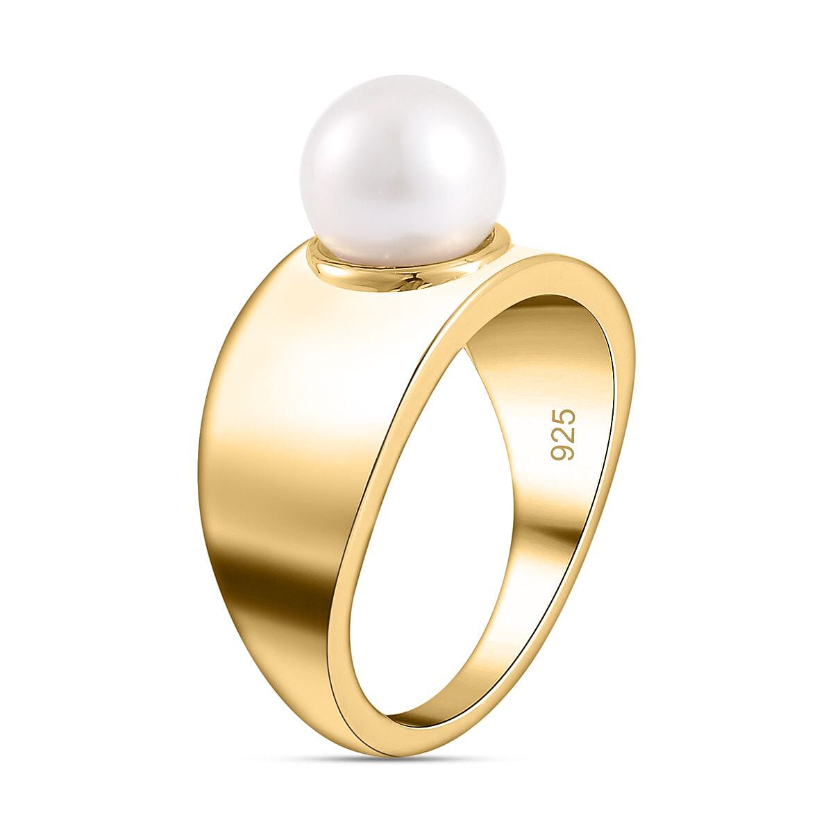 Freshwater Pearl 3.41 ctw Fancy Ring in Vermeil Yellow Gold Over Sterling Silver (Size 10)