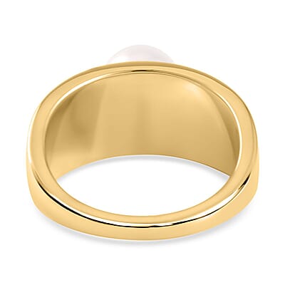 Freshwater Pearl 3.41 ctw Fancy Ring in Vermeil Yellow Gold Over Sterling Silver (Size 10)