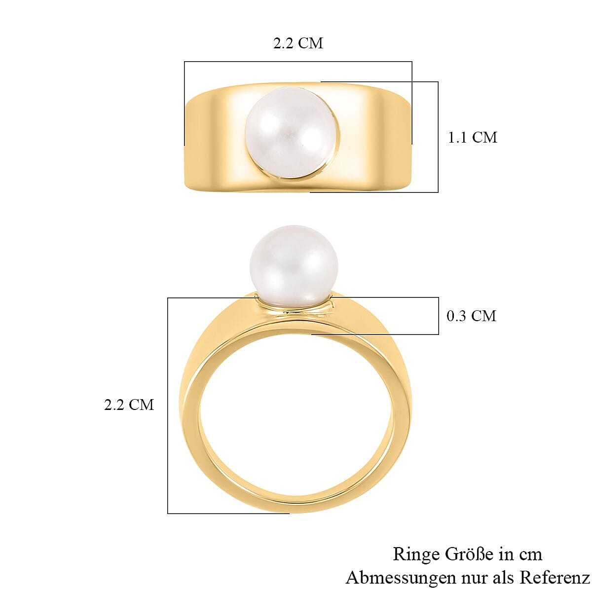 Freshwater Pearl 3.41 ctw Fancy Ring in Vermeil Yellow Gold Over Sterling Silver (Size 10)