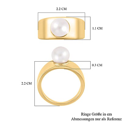 Freshwater Pearl 3.41 ctw Fancy Ring in Vermeil Yellow Gold Over Sterling Silver (Size 10)