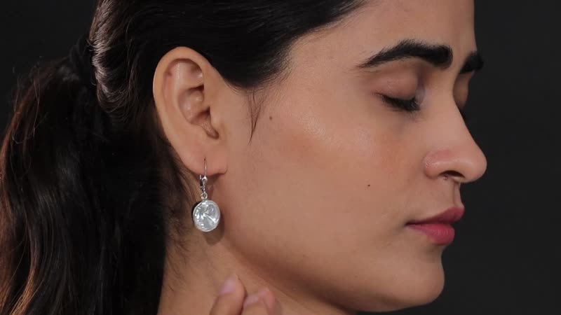 Polki Moissanite Solitaire Stud Earrings in Platinum Over Sterling Silver