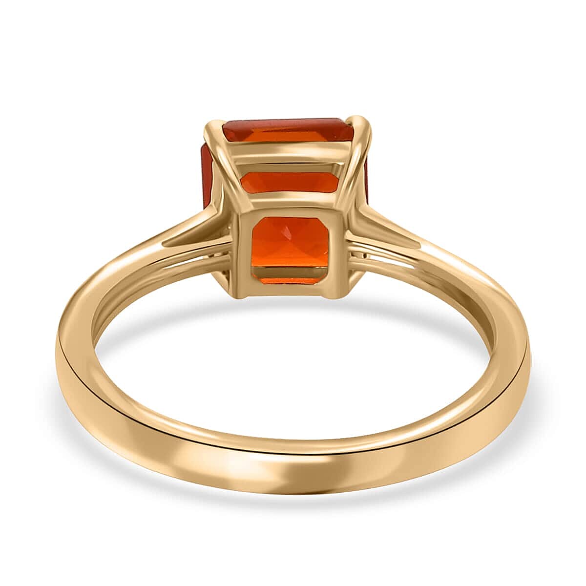 Luxoro 10K Yellow Gold Asscher Cut AAA Mexican Fire Opal Solitaire Ring 1.20 ctw image number 4