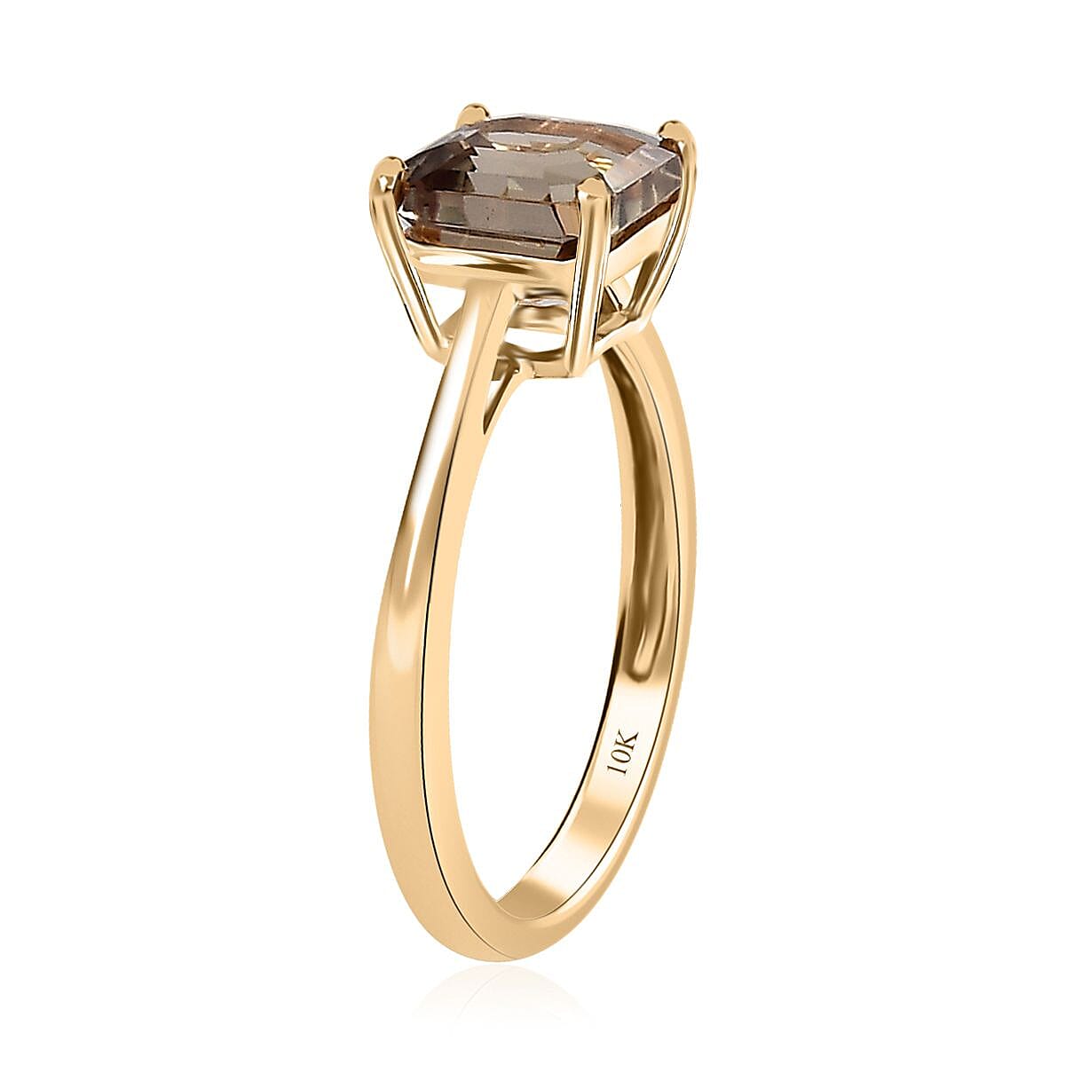 Luxoro 10K Yellow Gold Asscher Cut AAA Turkizite Solitaire Ring 2.00 ctw image number 3