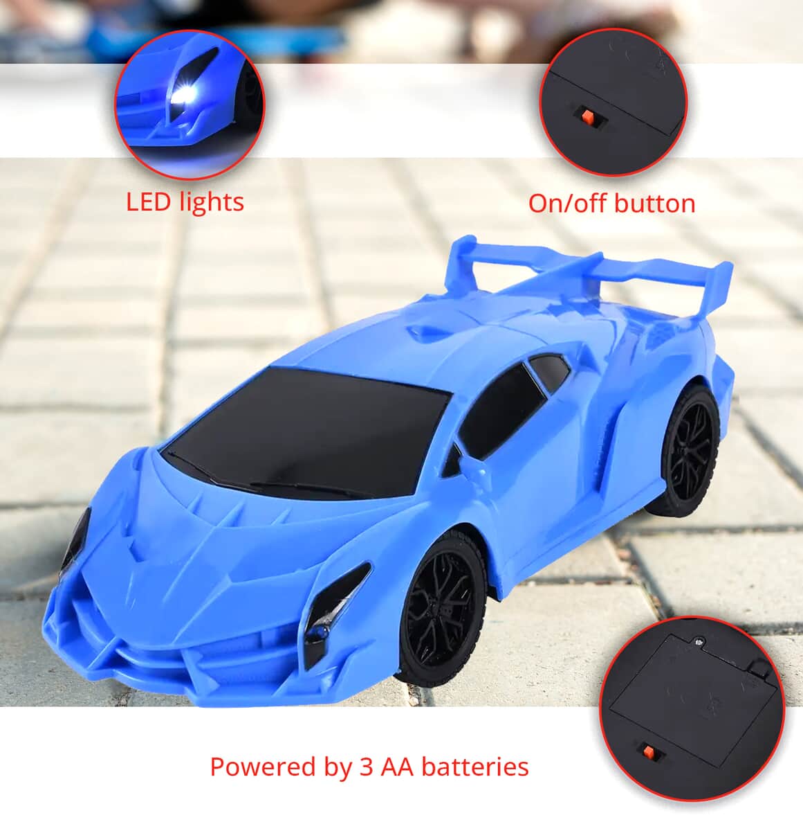 Blue 4 Channels Toy Car with LED Light (3xAA for Car, 2xAA for controller Not Included) image number 2