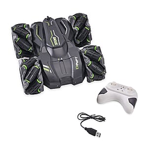 8 Channels Remote Control Double-sided Stunt Drift Car with Lights and Music - Green (2xAA Battery Not Included)