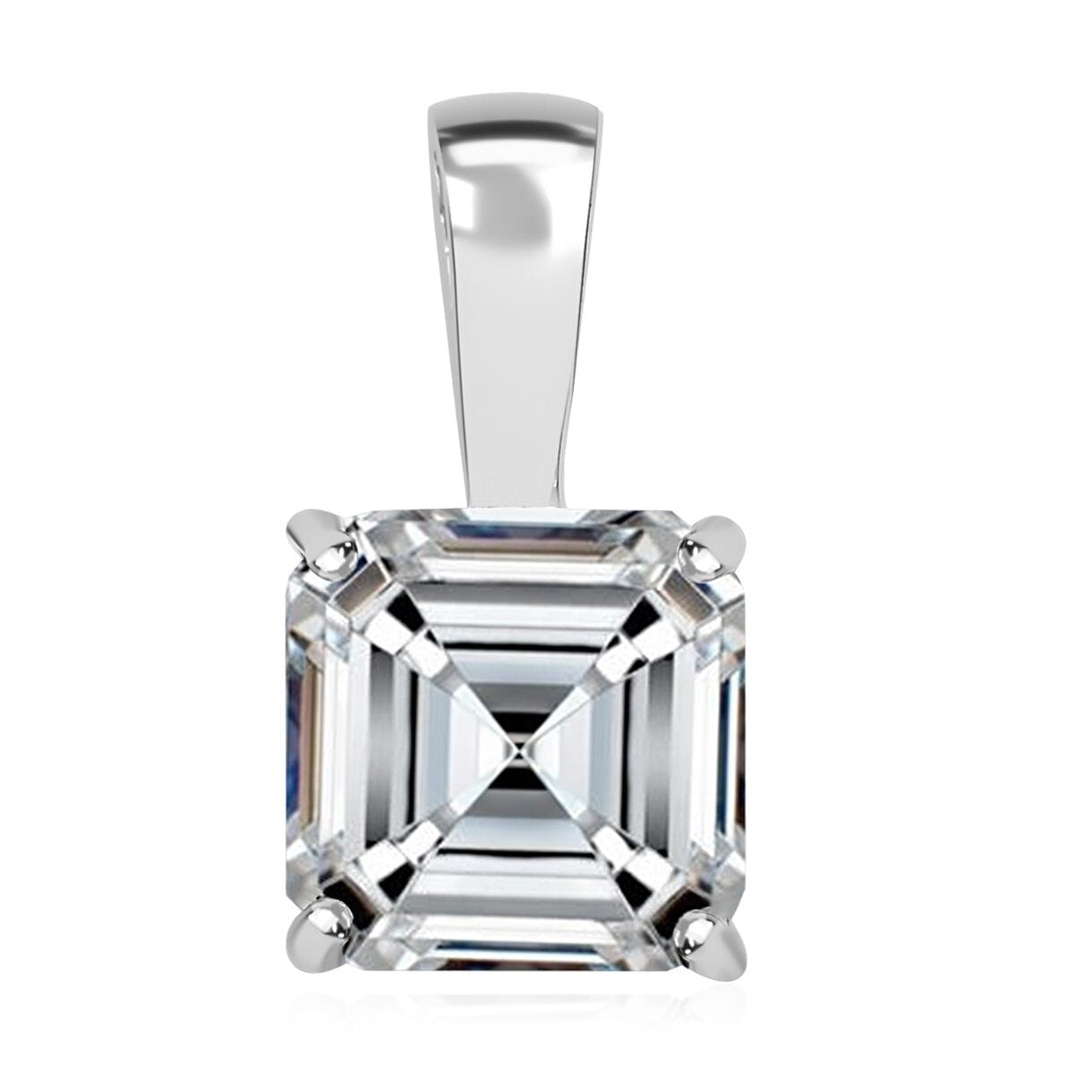 Luxoro 10K White Gold Moissanite Solitaire Pendant 1.75 ctw image number 0