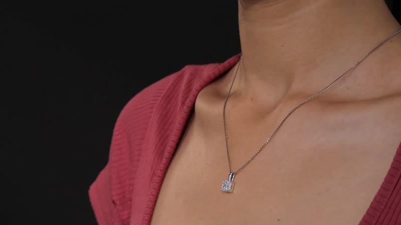 Luxoro 10K White Gold Moissanite Solitaire Pendant 1.75 ctw
