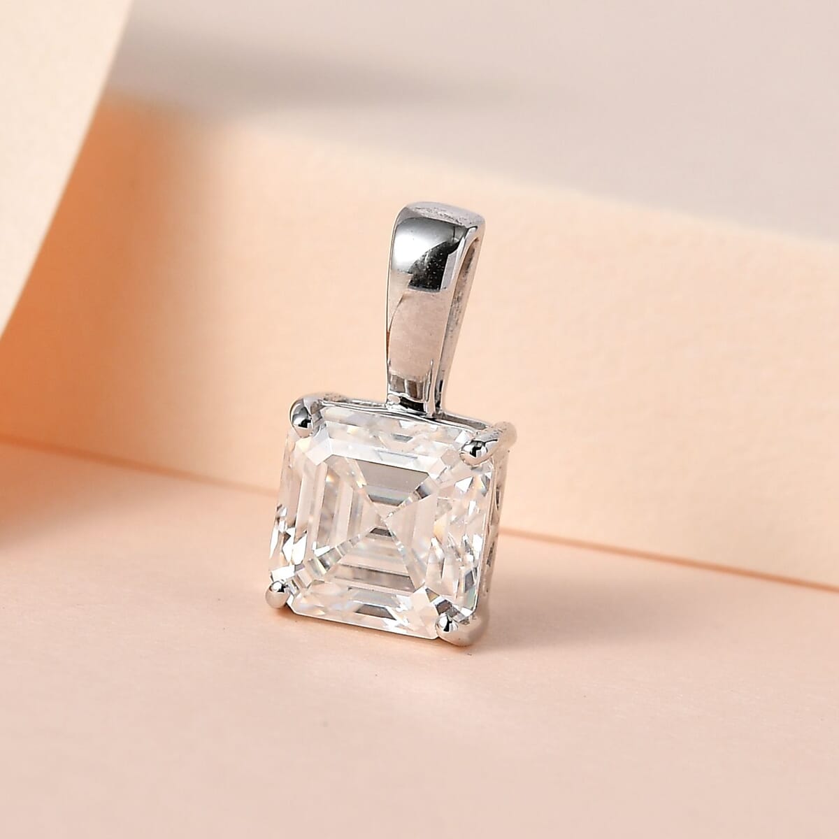 Luxoro 10K White Gold Moissanite Solitaire Pendant 1.75 ctw image number 1