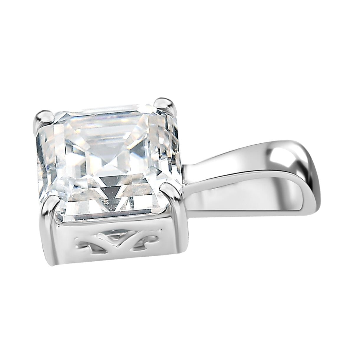 Luxoro 10K White Gold Moissanite Solitaire Pendant 1.75 ctw image number 3