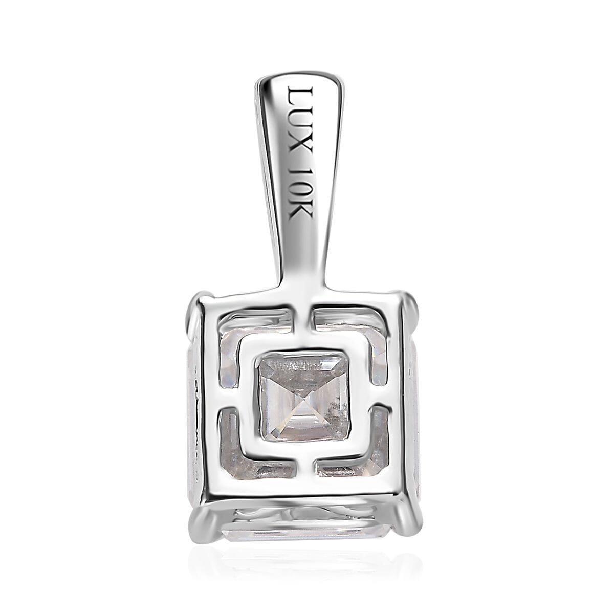 Luxoro 10K White Gold Moissanite Solitaire Pendant 1.75 ctw image number 4
