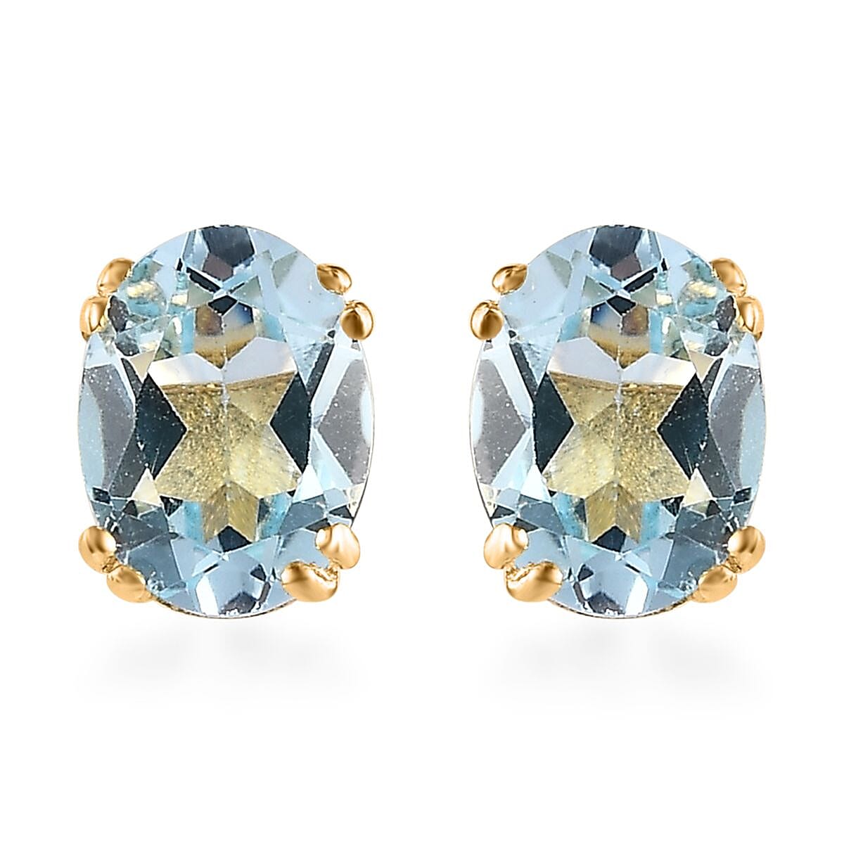 Sky Blue Topaz Solitaire Earring in Vermeil Yellow Gold Over Sterling Silver 2.90 ctw