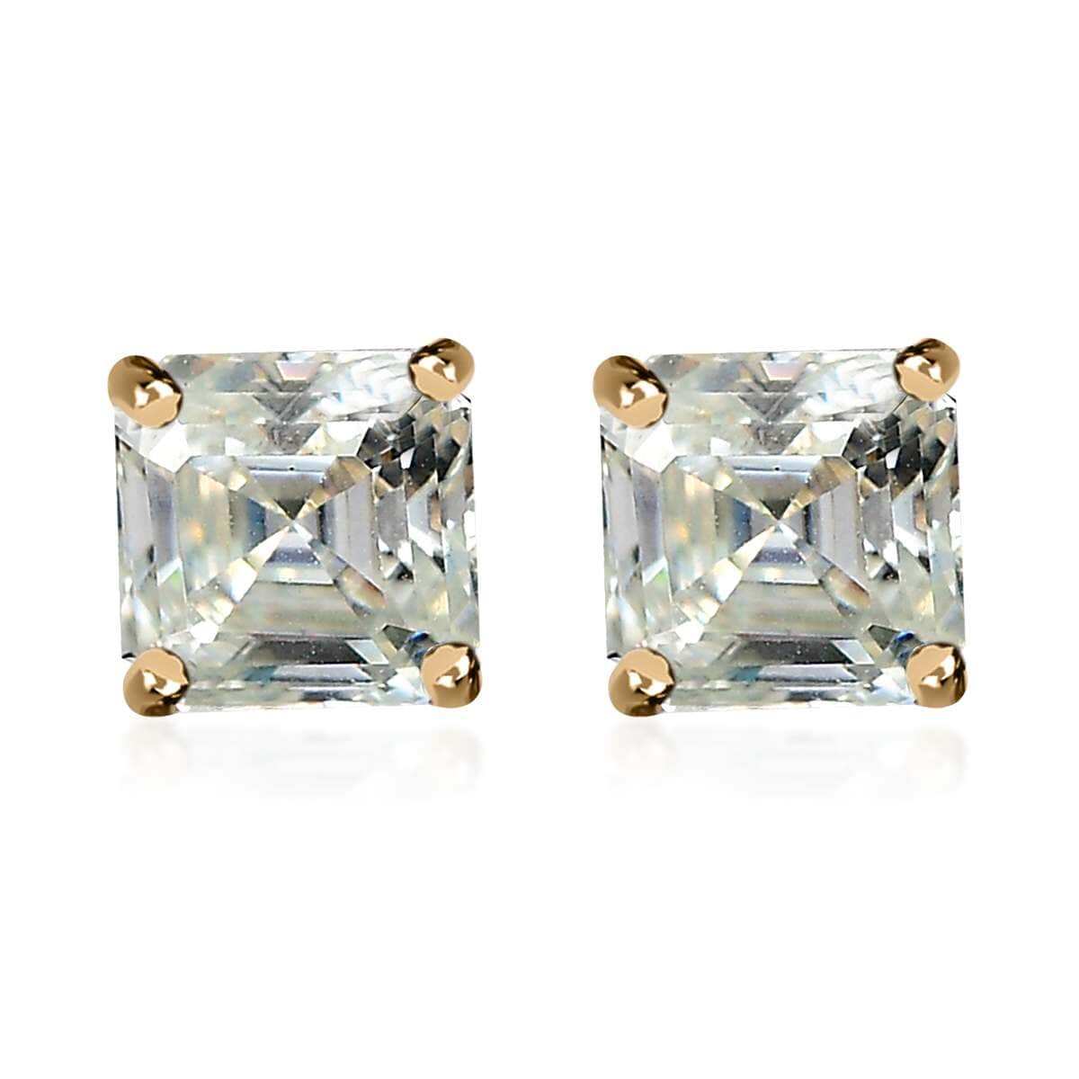 Luxoro 10K Yellow Gold Moissanite Solitaire Stud Earring 2.40 ctw image number 0