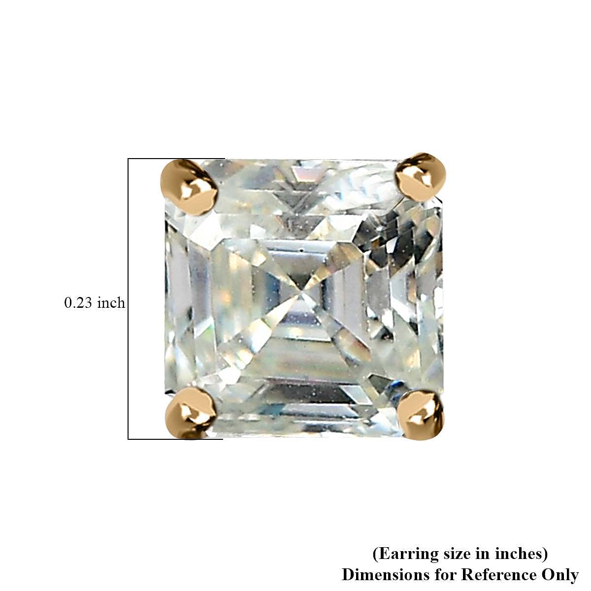 Luxoro 10K Yellow Gold Moissanite Solitaire Stud Earring 2.40 ctw