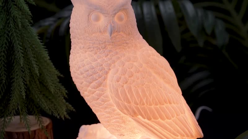 Polyresin Owl Shape Lamp (6.49"x5.31"x9.17")
