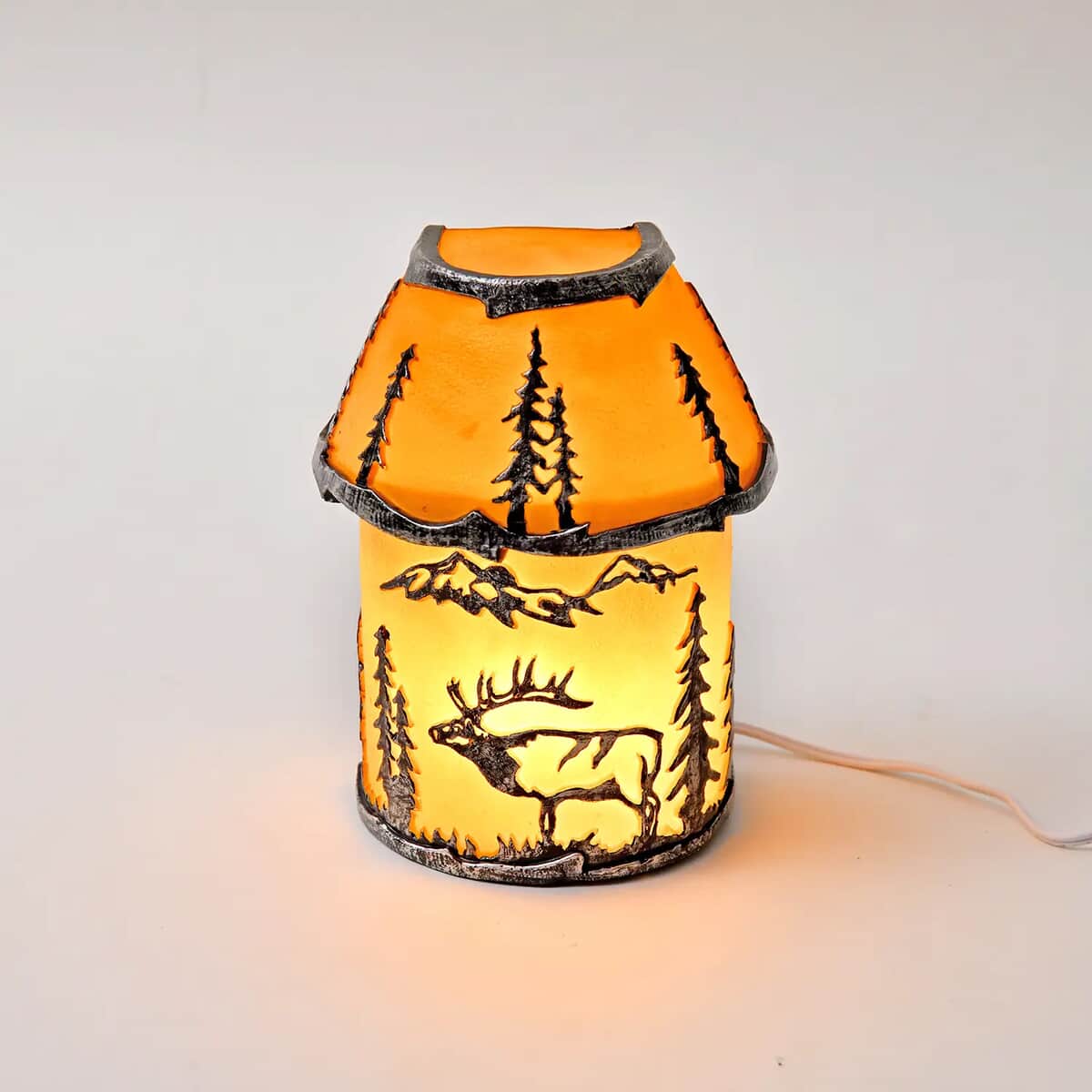 Polyresin Hut Shape Tree & Deer Printed Pattern Lamp image number 1