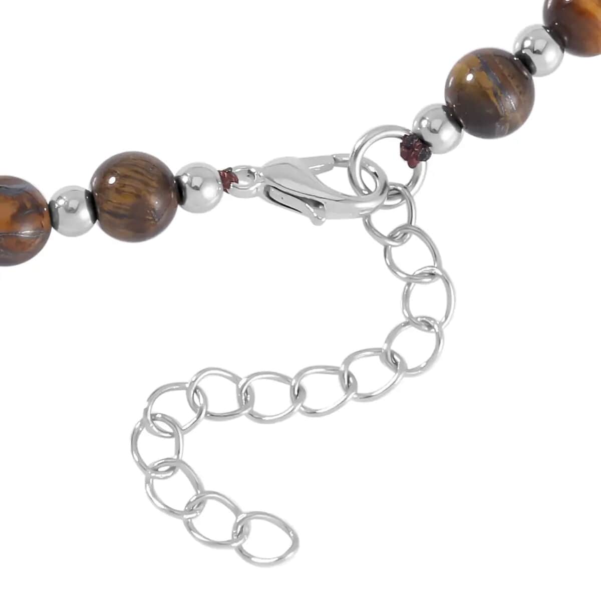 Yellow Tiger's Eye and Austrian Crystal 142.00 ctw Beaded Necklace in Silvertone 18-20 Inches image number 5