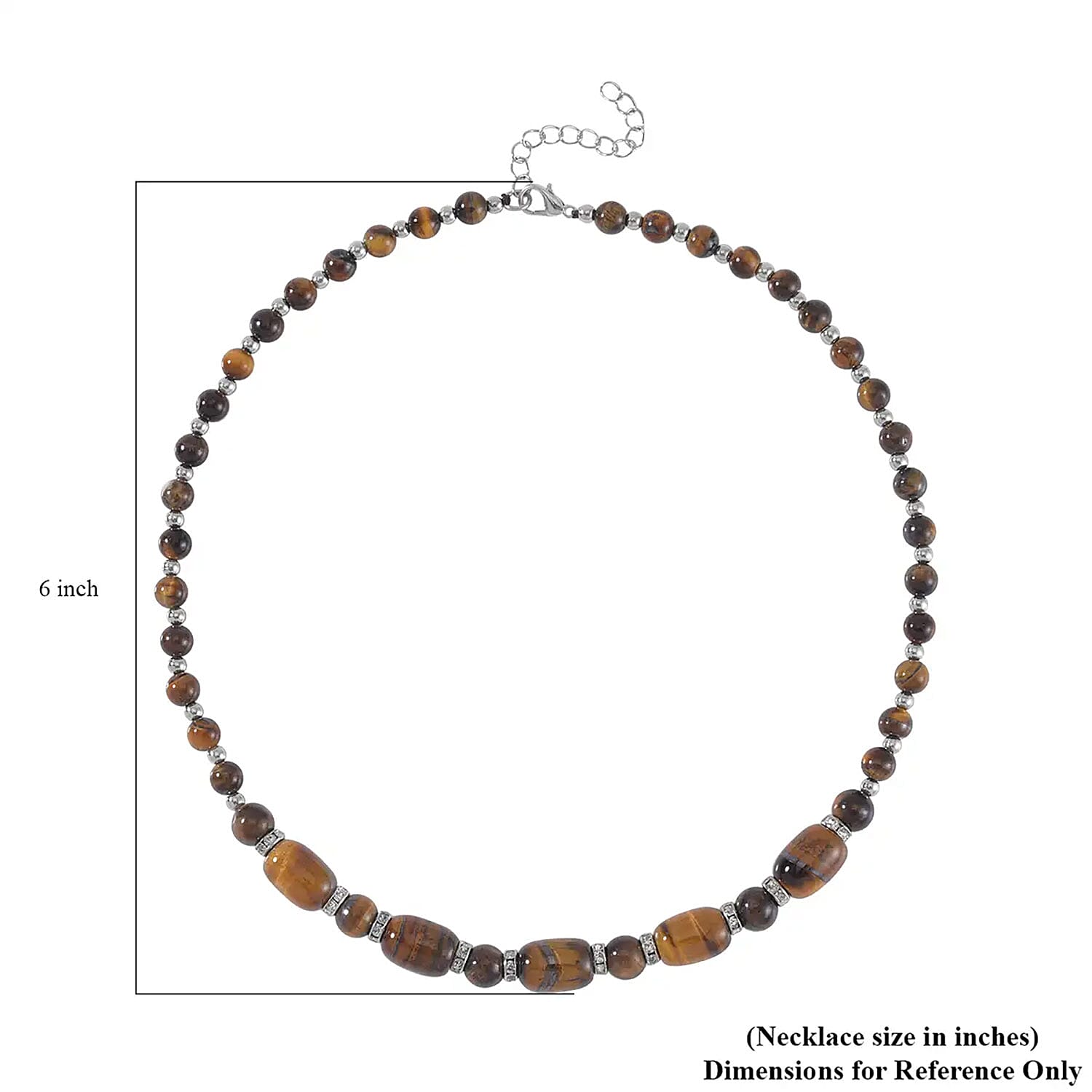 Yellow Tiger's Eye and Austrian Crystal 142.00 ctw Beaded Necklace in Silvertone 18-20 Inches