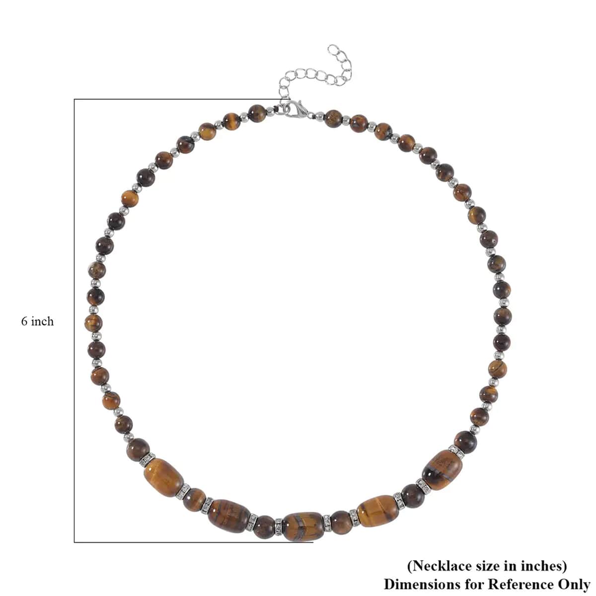 Yellow Tiger's Eye and Austrian Crystal 142.00 ctw Beaded Necklace in Silvertone 18-20 Inches image number 6