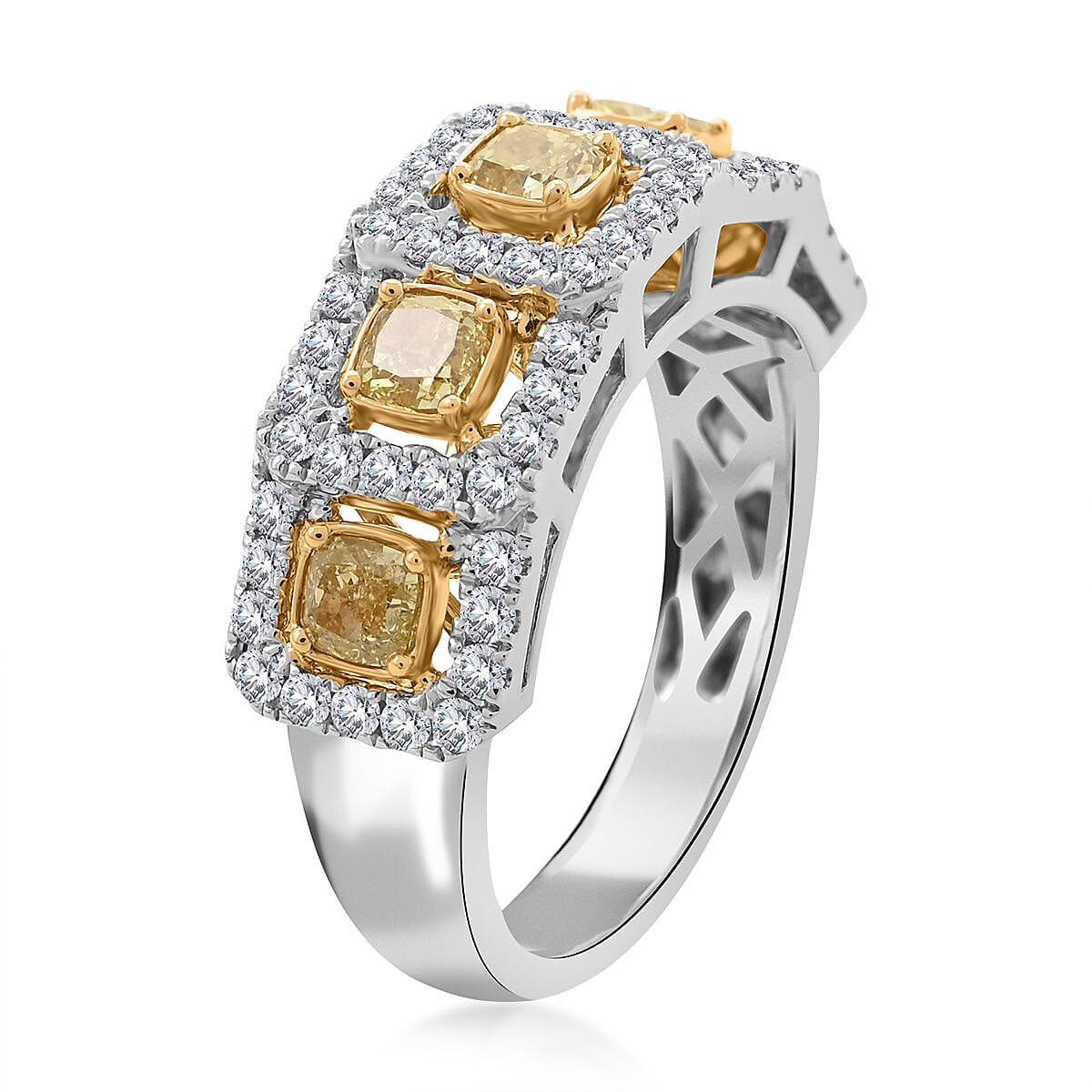 Doorbuster Deal Modani 14K White Gold Natural Yellow Diamond (SI2-SI3), Diamond Ring (Size 10.0) (5.15 g) 1.65 ctw image number 3