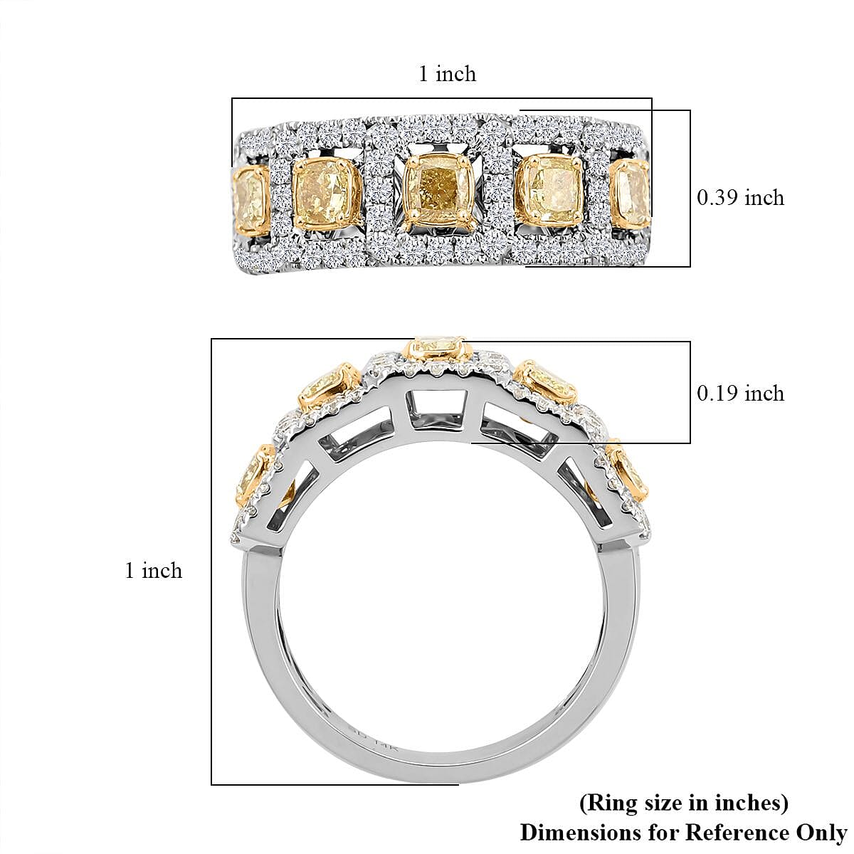 Doorbuster Deal Modani 14K White Gold Natural Yellow Diamond (SI2-SI3), Diamond Ring (Size 10.0) (5.15 g) 1.65 ctw image number 5