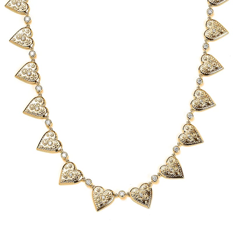 Moissanite Heart Necklace, 18 Inch Necklace, Vermeil Yellow Gold Over Sterling Silver Necklace, Moissanite Necklace 2.30 ctw