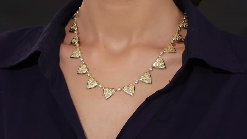 Moissanite Heart Necklace, 18 Inch Necklace, Vermeil Yellow Gold Over Sterling Silver Necklace, Moissanite Necklace 2.30 ctw