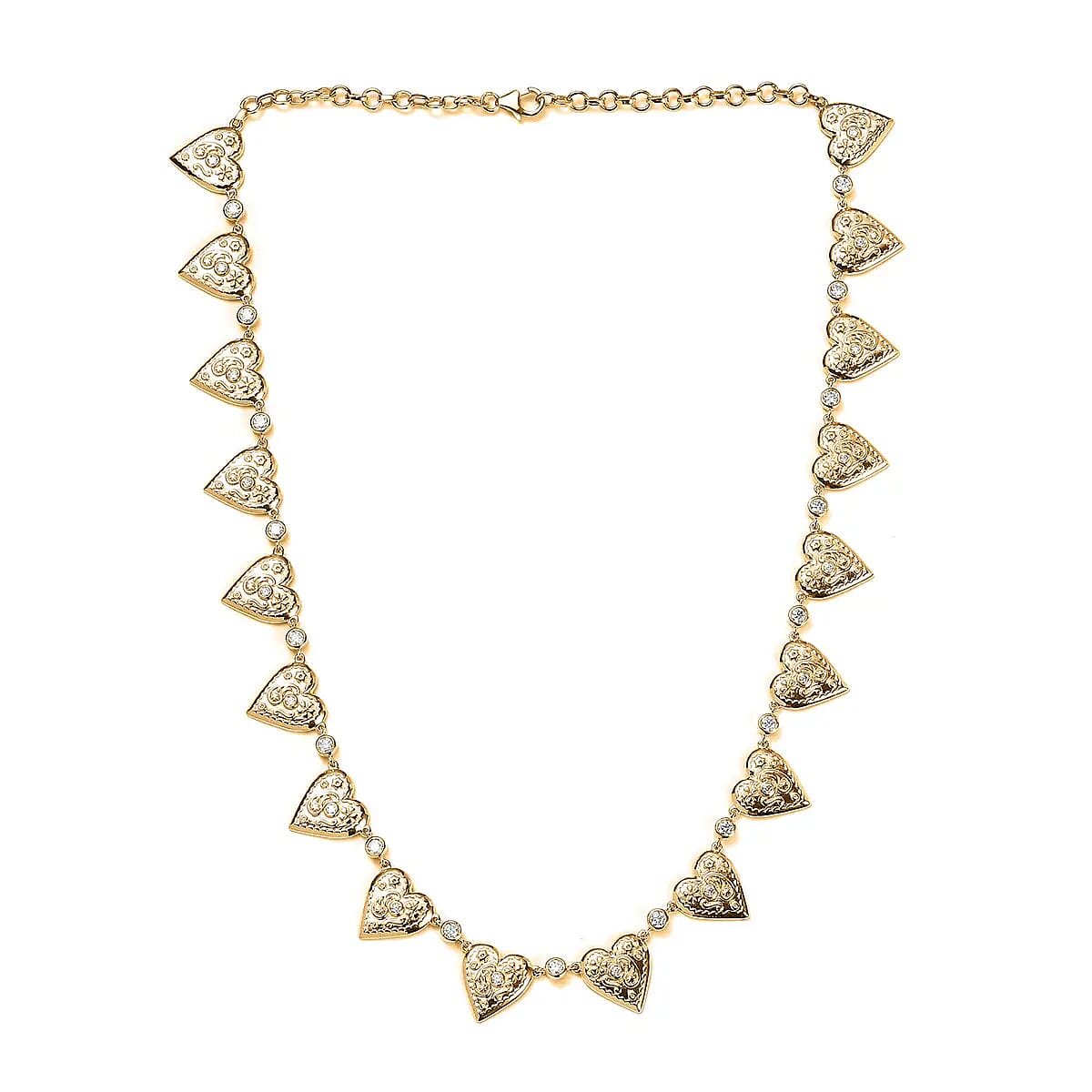 Moissanite Heart Necklace, 18 Inch Necklace, Vermeil Yellow Gold Over Sterling Silver Necklace, Moissanite Necklace 2.30 ctw