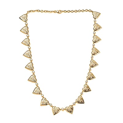 Moissanite Heart Necklace, 18 Inch Necklace, Vermeil Yellow Gold Over Sterling Silver Necklace, Moissanite Necklace 2.30 ctw