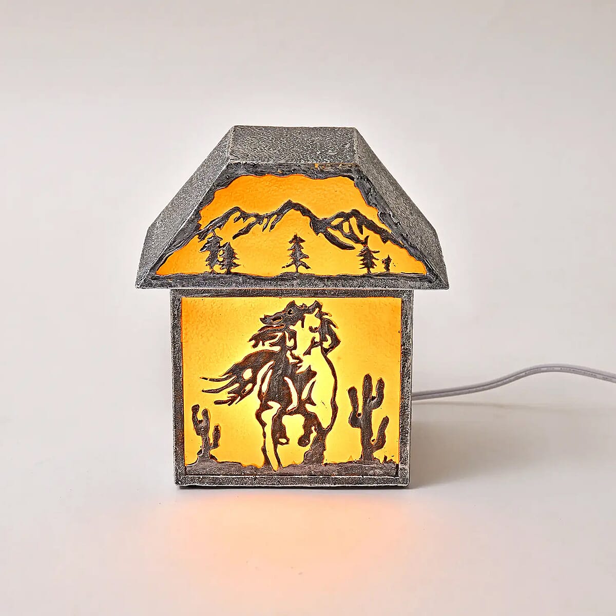 Polyresin Hut Shape Abstract Printed Pattern Lamp image number 1