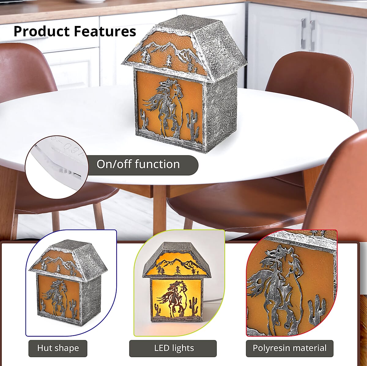 Polyresin Hut Shape Abstract Printed Pattern Lamp image number 2