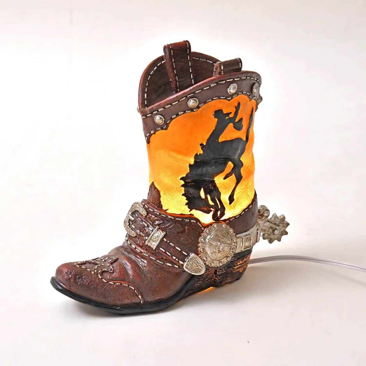 Polyresin Horse Pattern Boot Lamp image number 1